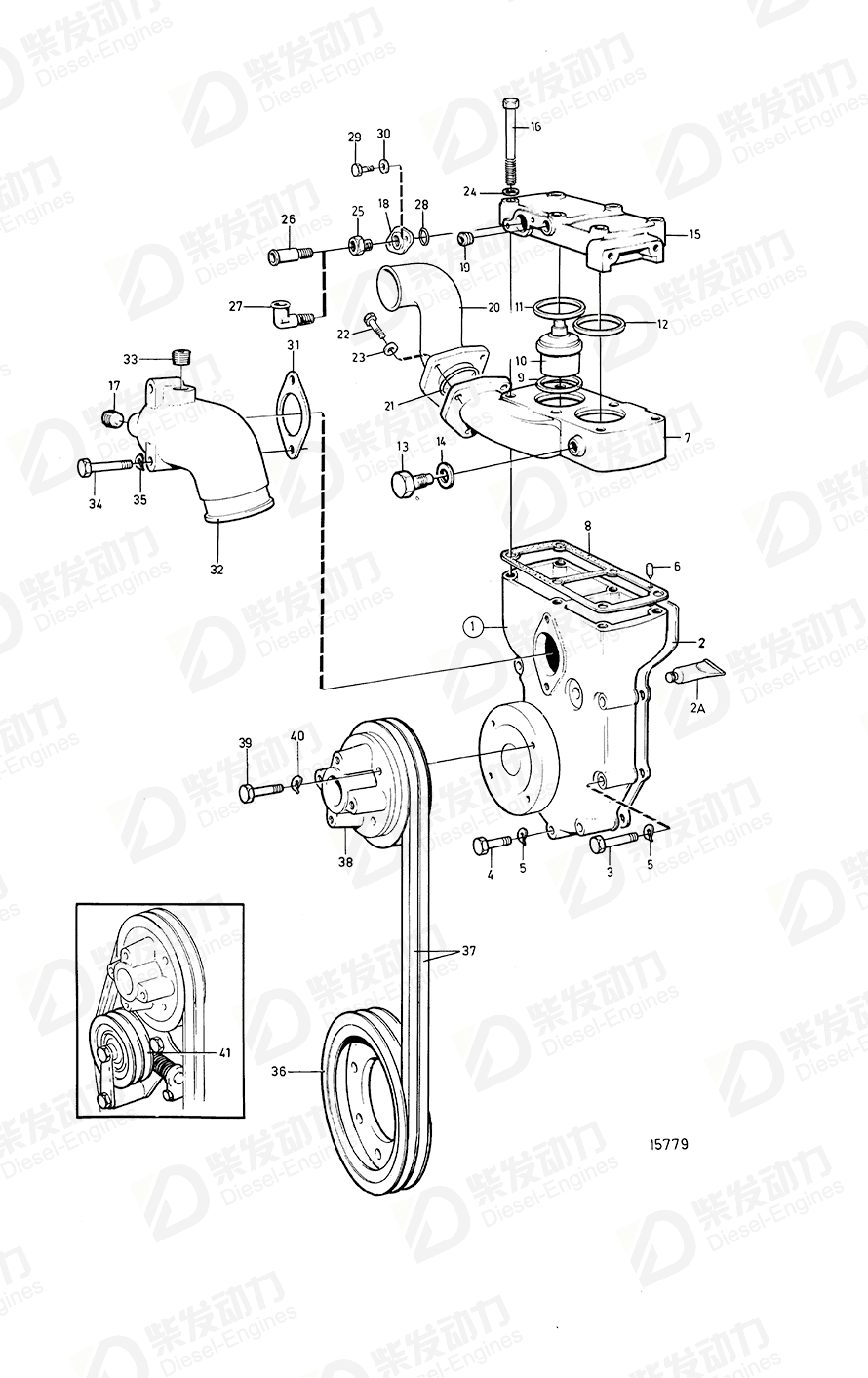 VOLVO Coolant pump, exch 3803208 Drawing